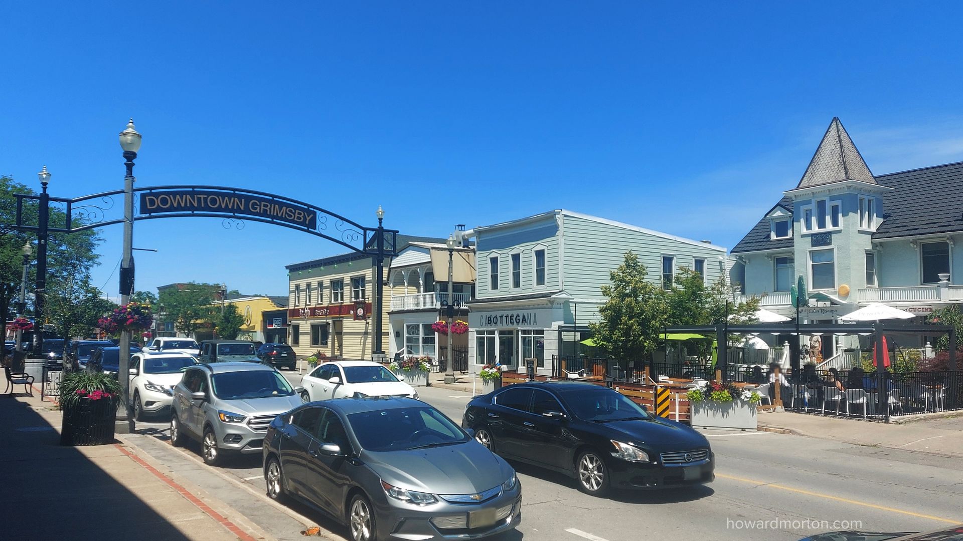 Downtown Grimsby Main Street lined with local shops and restaurants